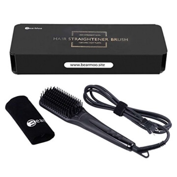 BearMoo Glättbürste Keramik Haarglätter Schwarz