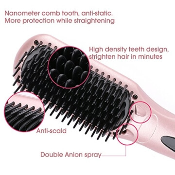 Haarglätter Glättbürste MCH Rosa 2-in-1 Ionisch